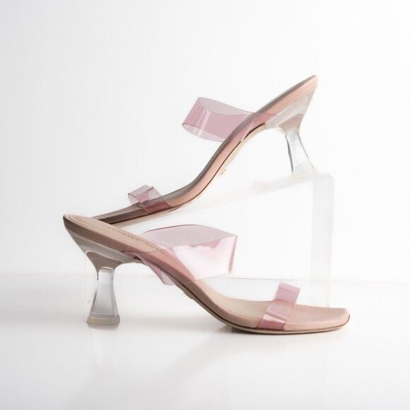 Stuart Weitzman Womens Kristal Clear Sandals Slides US 9.5 EU 40 Light Pink NWD - Picture 1 of 8